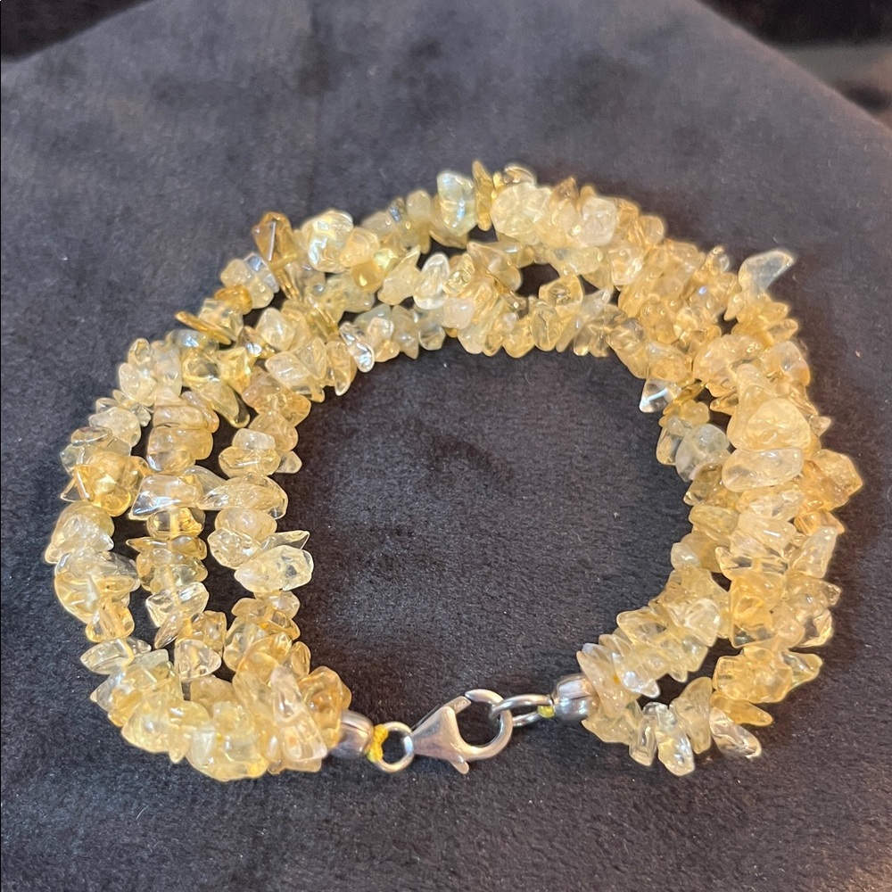 3 Row Natural Citrine Rock Bracelet with 925 Silver Clasp 7.25” - Picture 3 of 7
